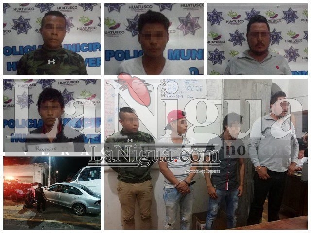 Policía de Huatusco; asegura auto robado y detienen a 4.