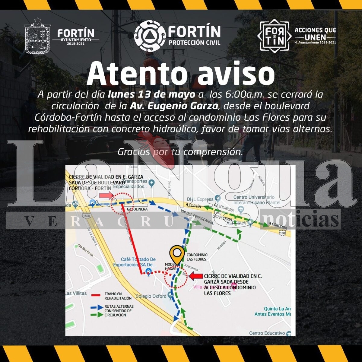 FORTÍN REHABILITARÁ AVENIDA GARZA SADA, UNO DE LOS PRINCIPALES ACCESOS A LA CIUDAD