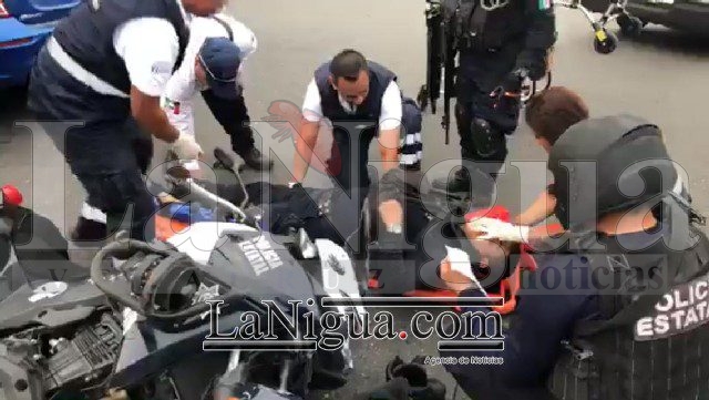 Moto patrullero de Seguridad Publica arrollado por automovilista.