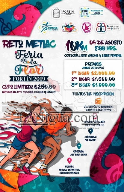 Presentan Carrera “Reto Metlac 10k”, evento deportivo oficial de la “Feria de la Flor 2019” en Fortín