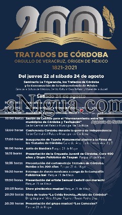 Lista celebración por el 198 Aniversario de la firma de los Tratados de Córdoba