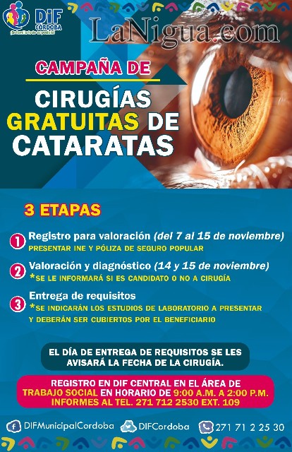 El DIF Municipal Invita a la Campaña Gratuita de Cirugías de Cataratas.