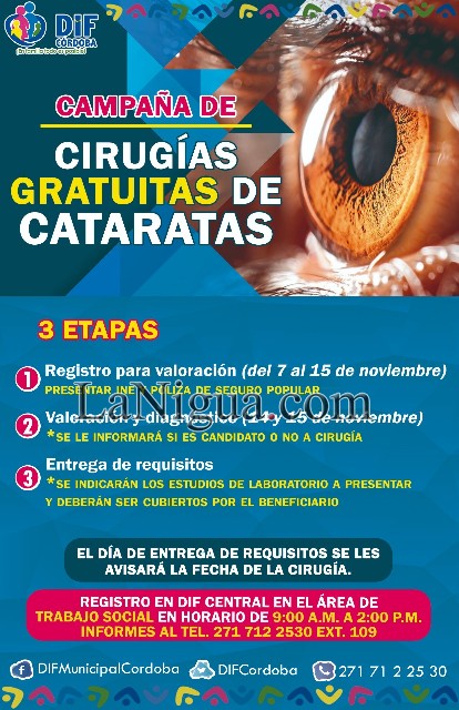 Convoca DIF a participar en Campaña de Cirugías Gratuitas de Cataratas