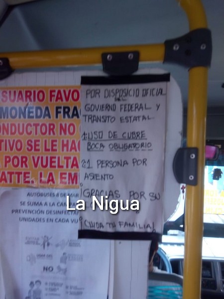Uso de cubrebocas obligatorio en el transporte público.