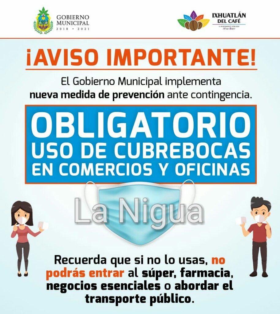 CUBREBOCAS OBLIGATORIO EN OFICINAS Y COMERCIOS