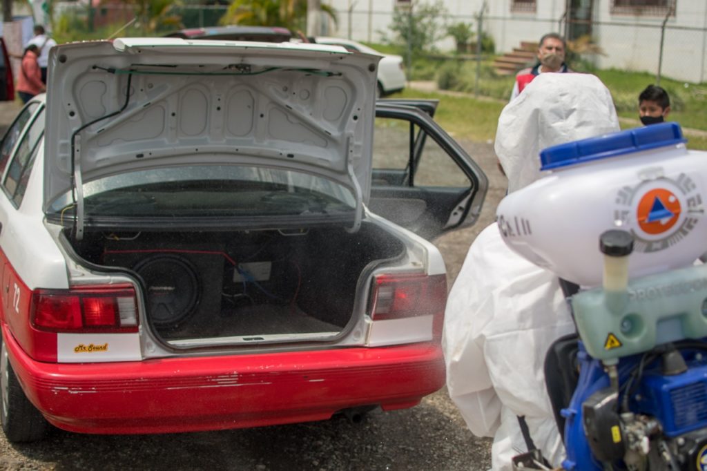 PC Fortín lleva a cabo filtro sanitario para desinfección de transporte público