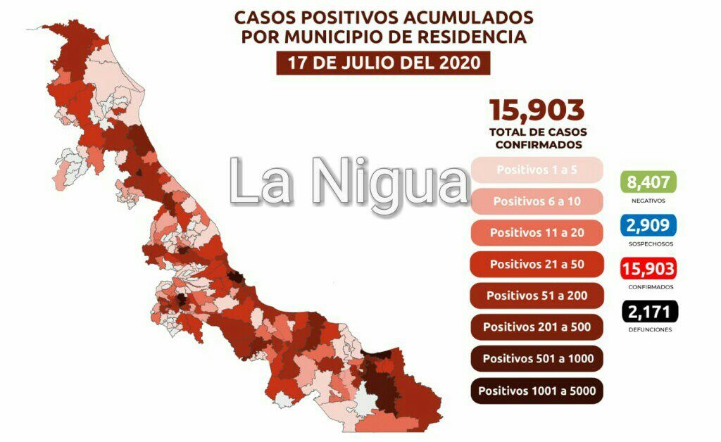 Semáforo rojo para 169 municipios del estado de Veracruz