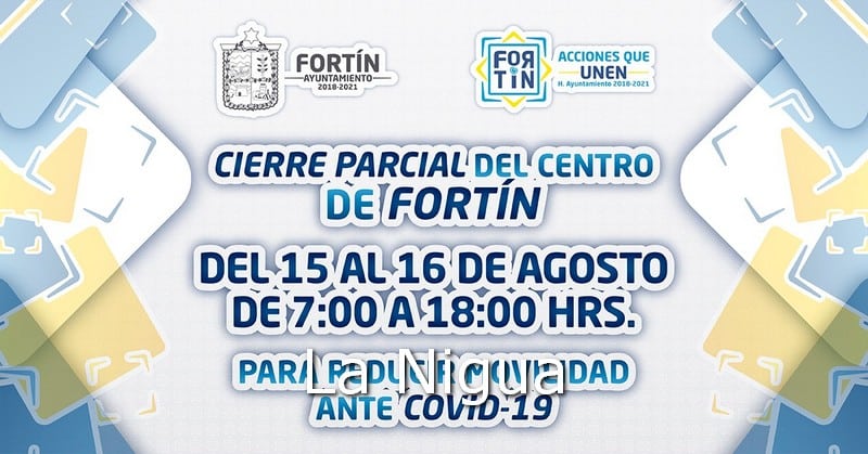 Reducirán movilidad en centro de Fortín y Monte Blanco este fin de semana como medida de mitigación de contagios por COVID-19