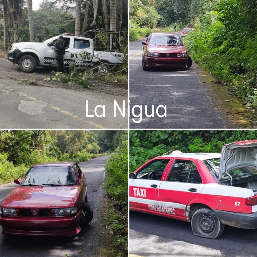 Ebrio impacta taxi de Cosco; sobre la federal a Huatusco. En el tramo La Raya al Encino.