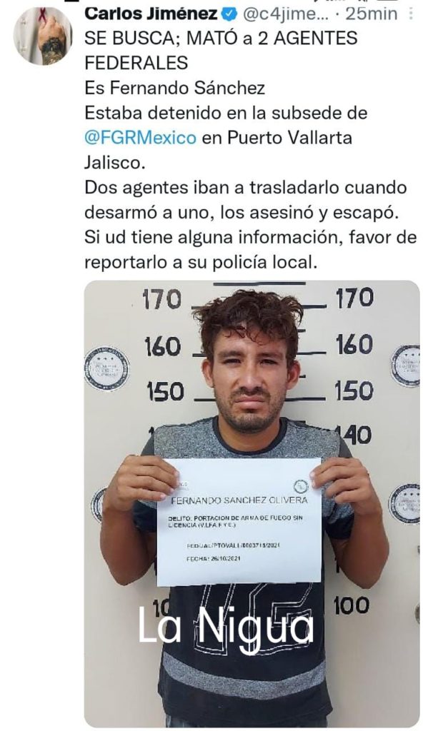 Sujeto asesina a dos policías y se da a la fuga