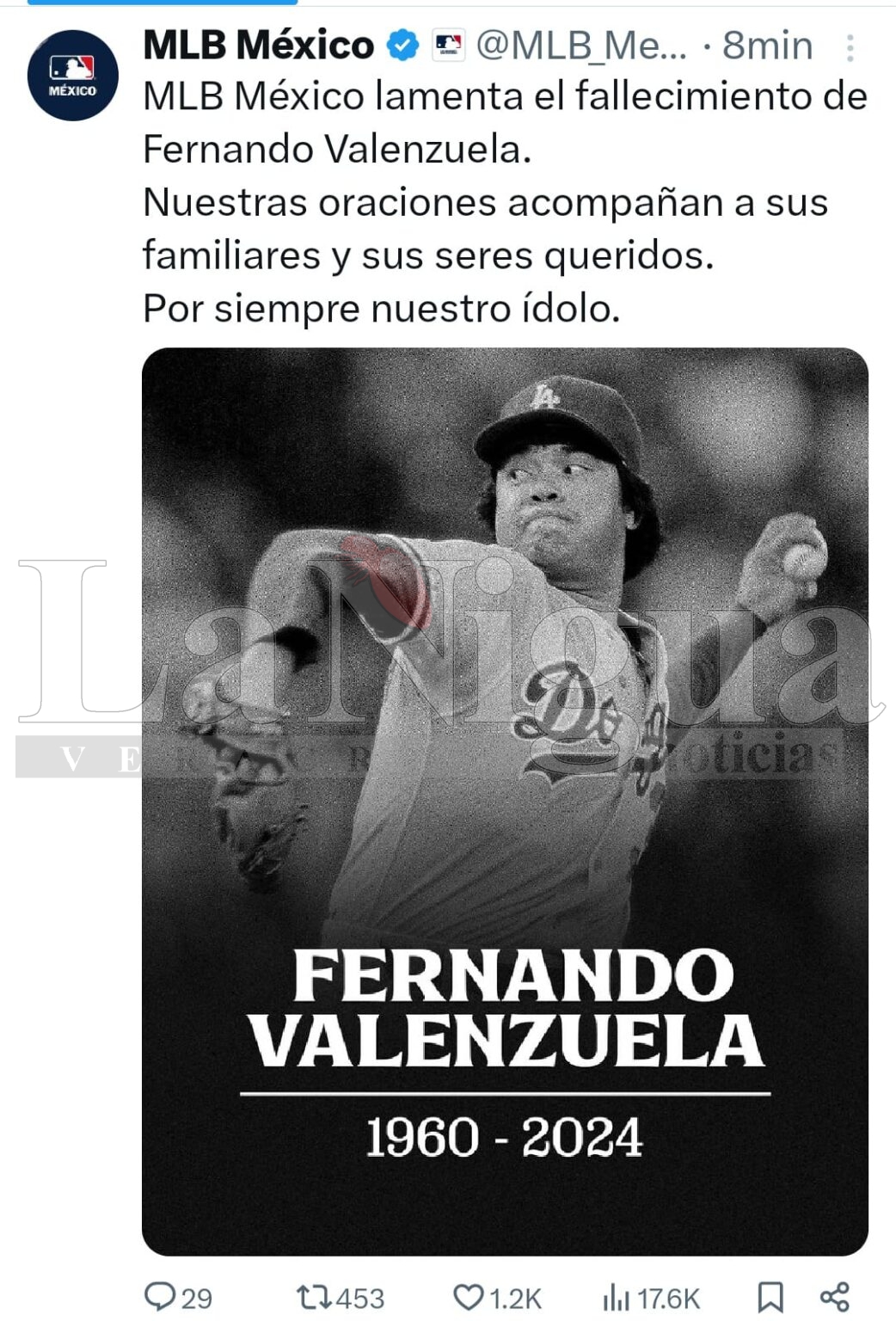 Fallece a los 63 años Fernando Valenzuela, leyenda del beisbol mexicano
