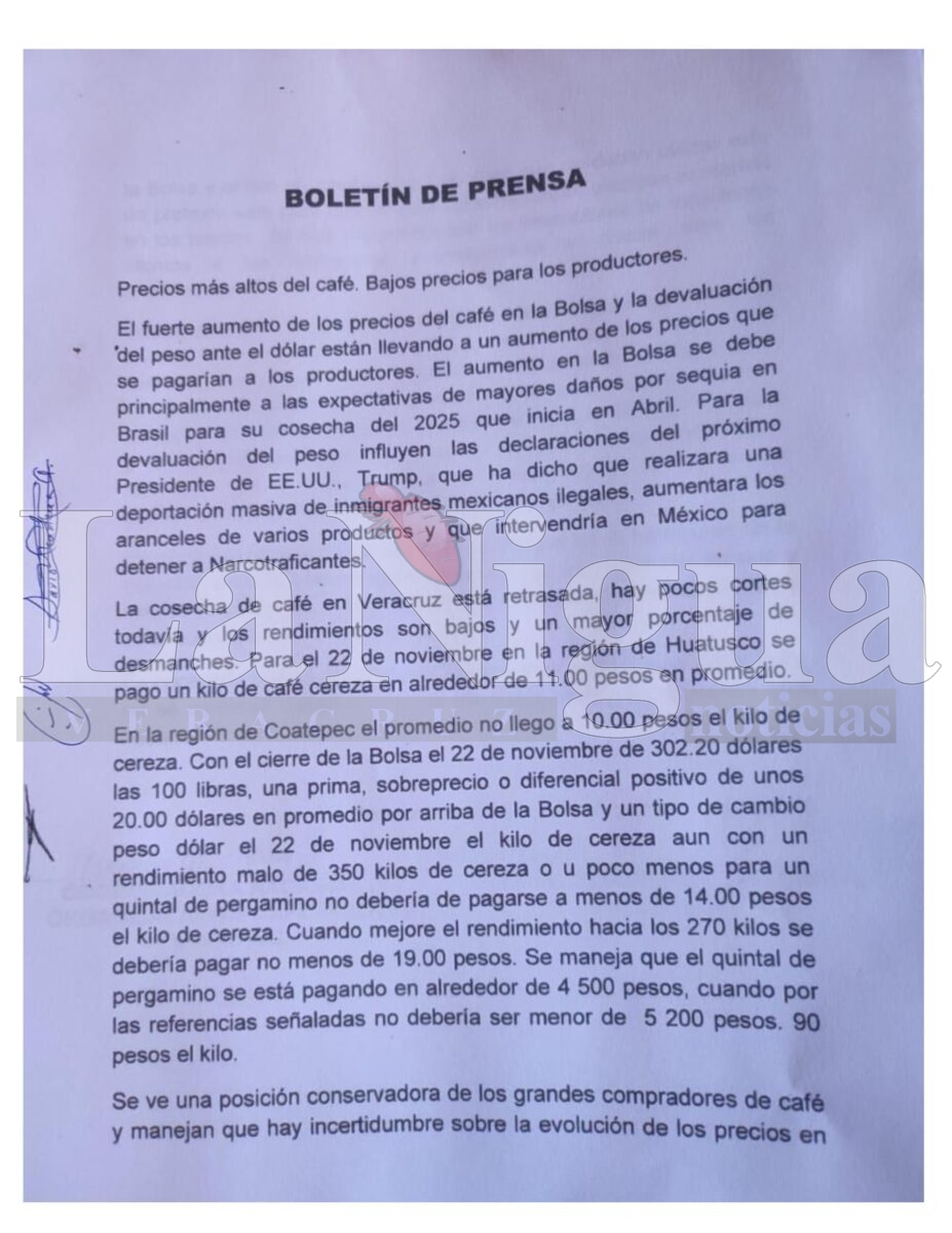 Precios más altos del café. Bajos precios para los productores.