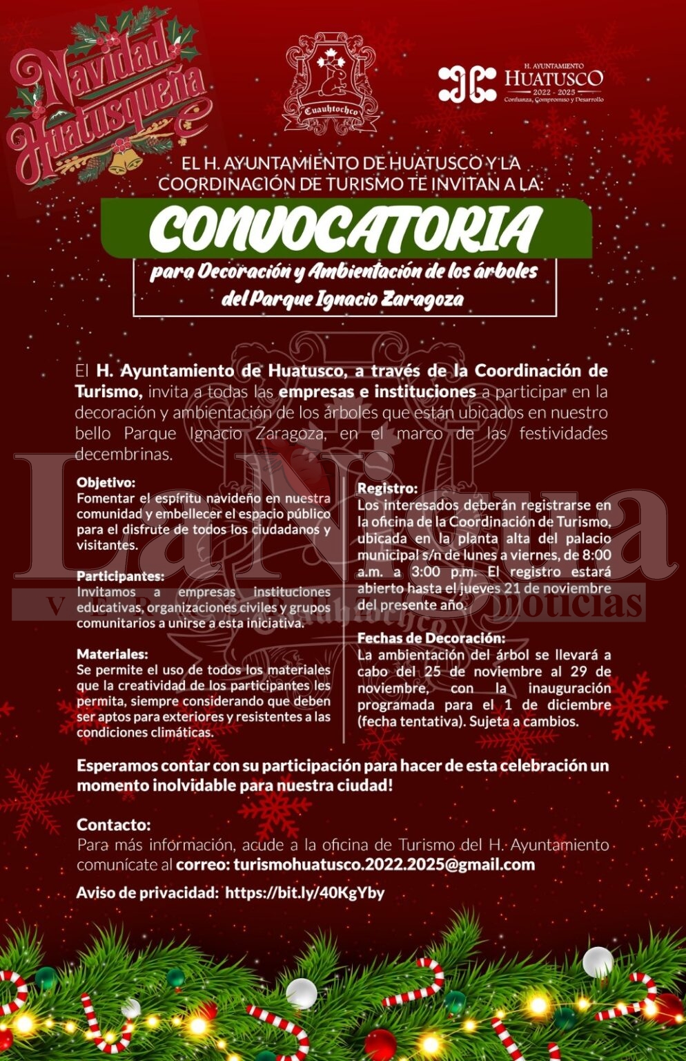 Convocatoria para Decoración Navideña en Huatusco