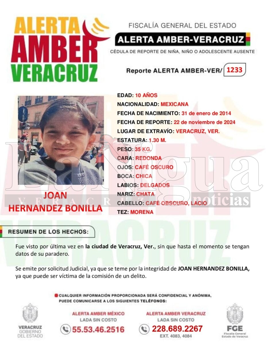 Buscan a Joan Henández de 10 años