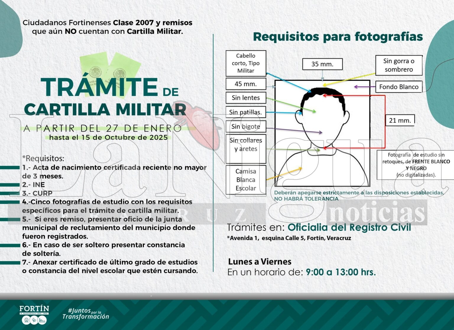 Registro Civil de Fortín Abre Trámites para la Cartilla Militar Clase 2007 y Remisos