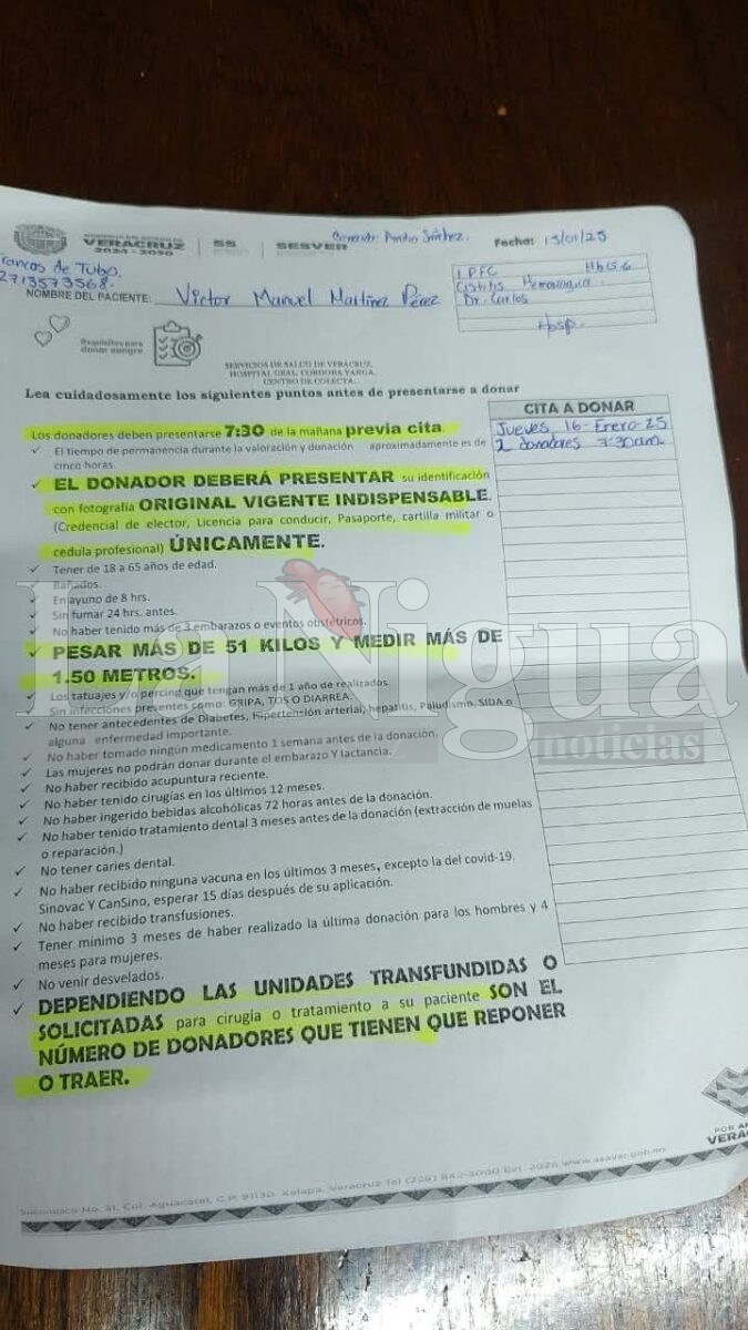 Urgen donadores de sangre para Víctor Manuel “Tiburón” Martínez