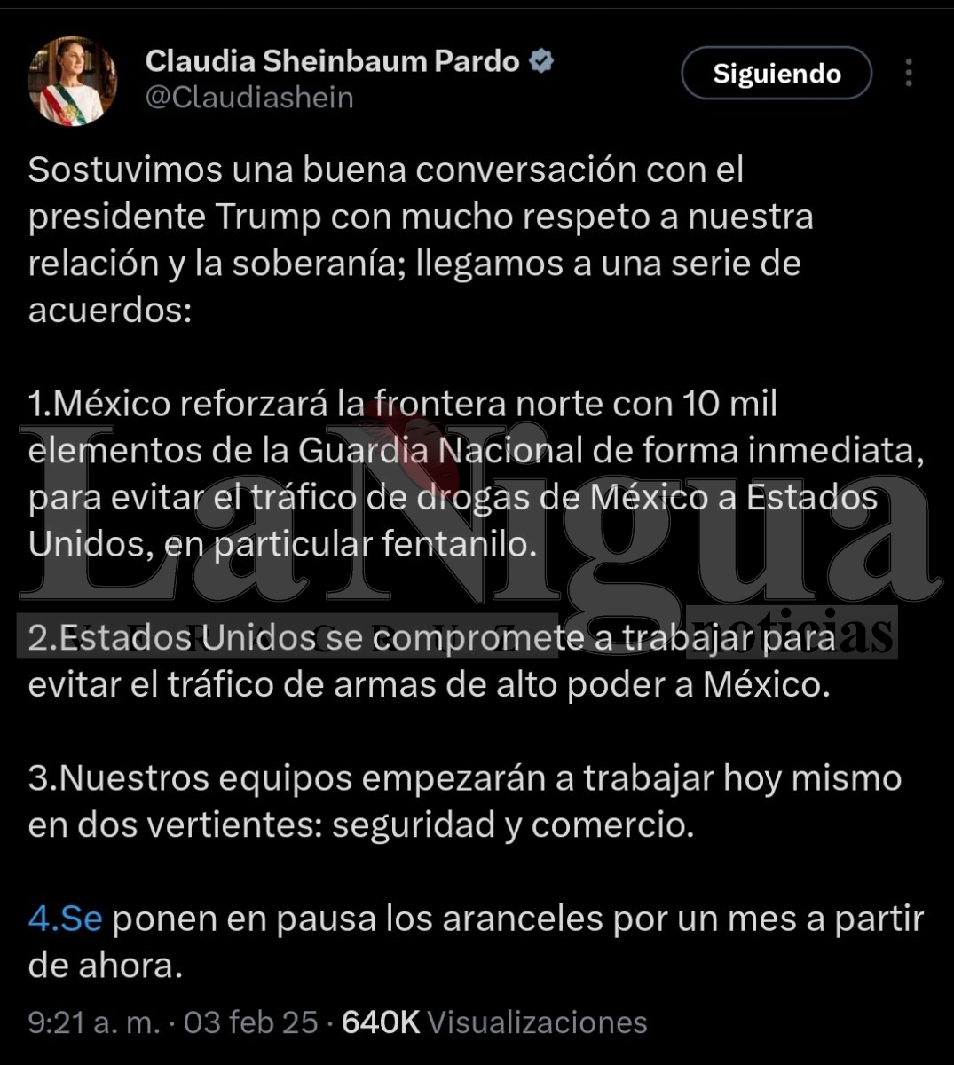 ÚLTIMA HORA: SE FRENAN ARANCELES PARA MÉXICO