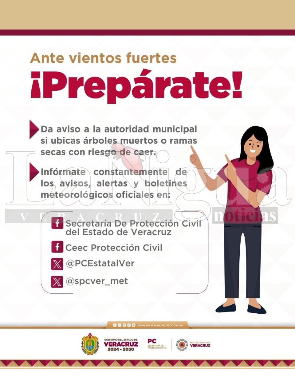 Alerta PC sobre vientos fuertes en las próximas horas