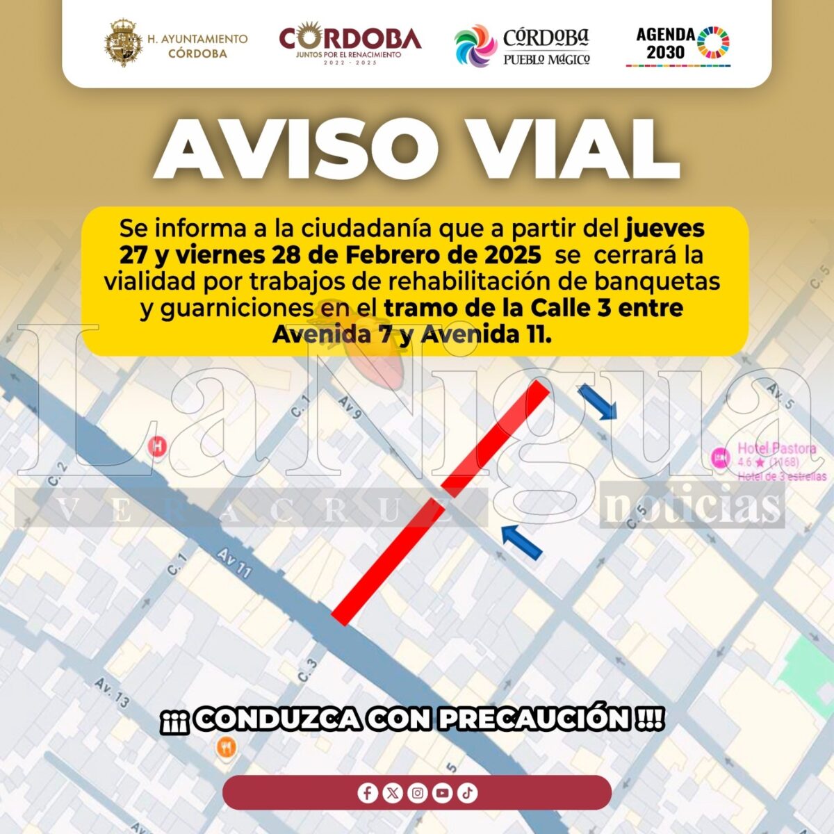 Por trabajos de conexión eléctrica hay cierre temporal en calle 3