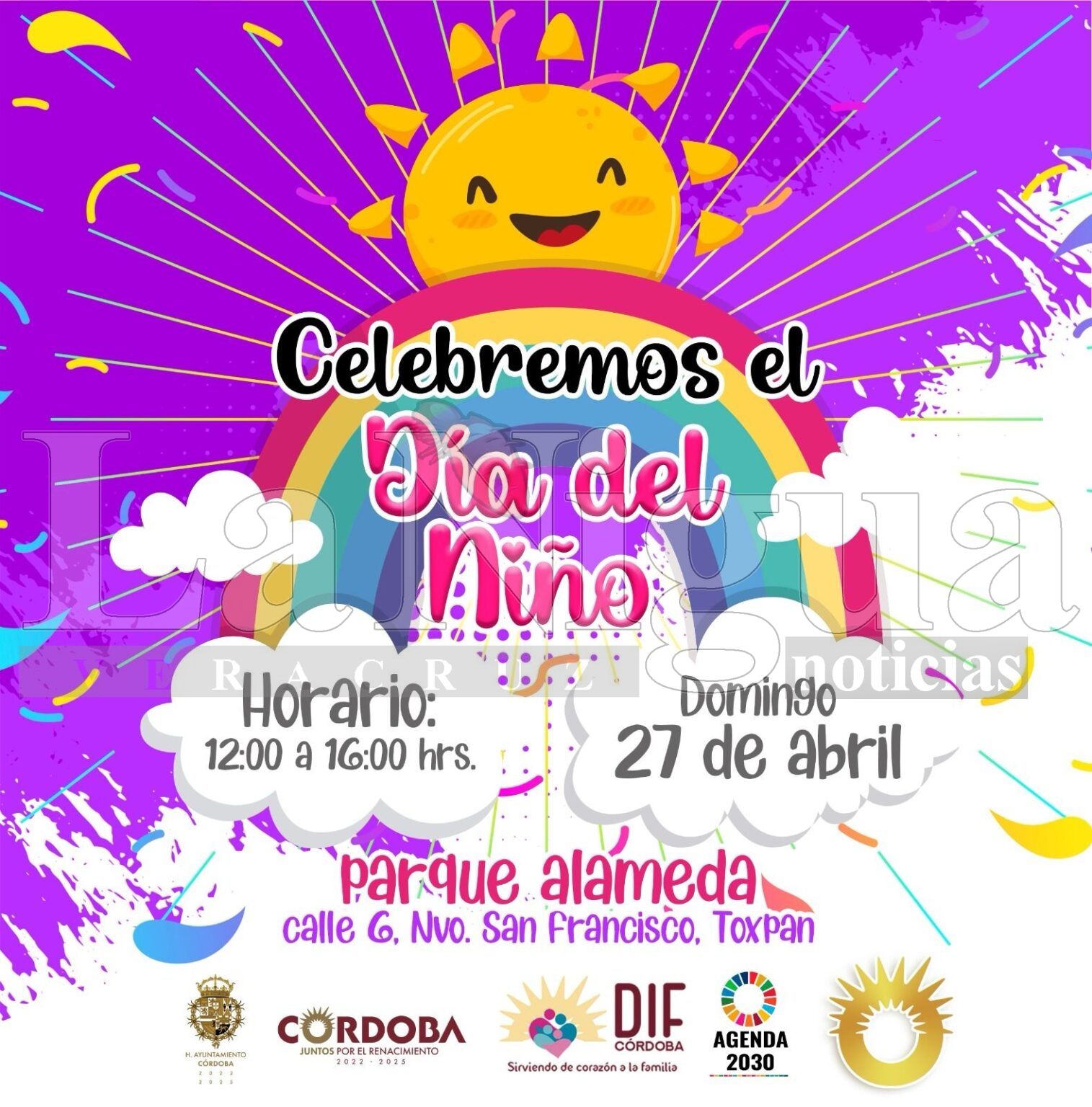 El DIF Córdoba los invita a Celebrar el Día del Niño el domingo 27 de abril en el parque Alameda Murillo Vidal
