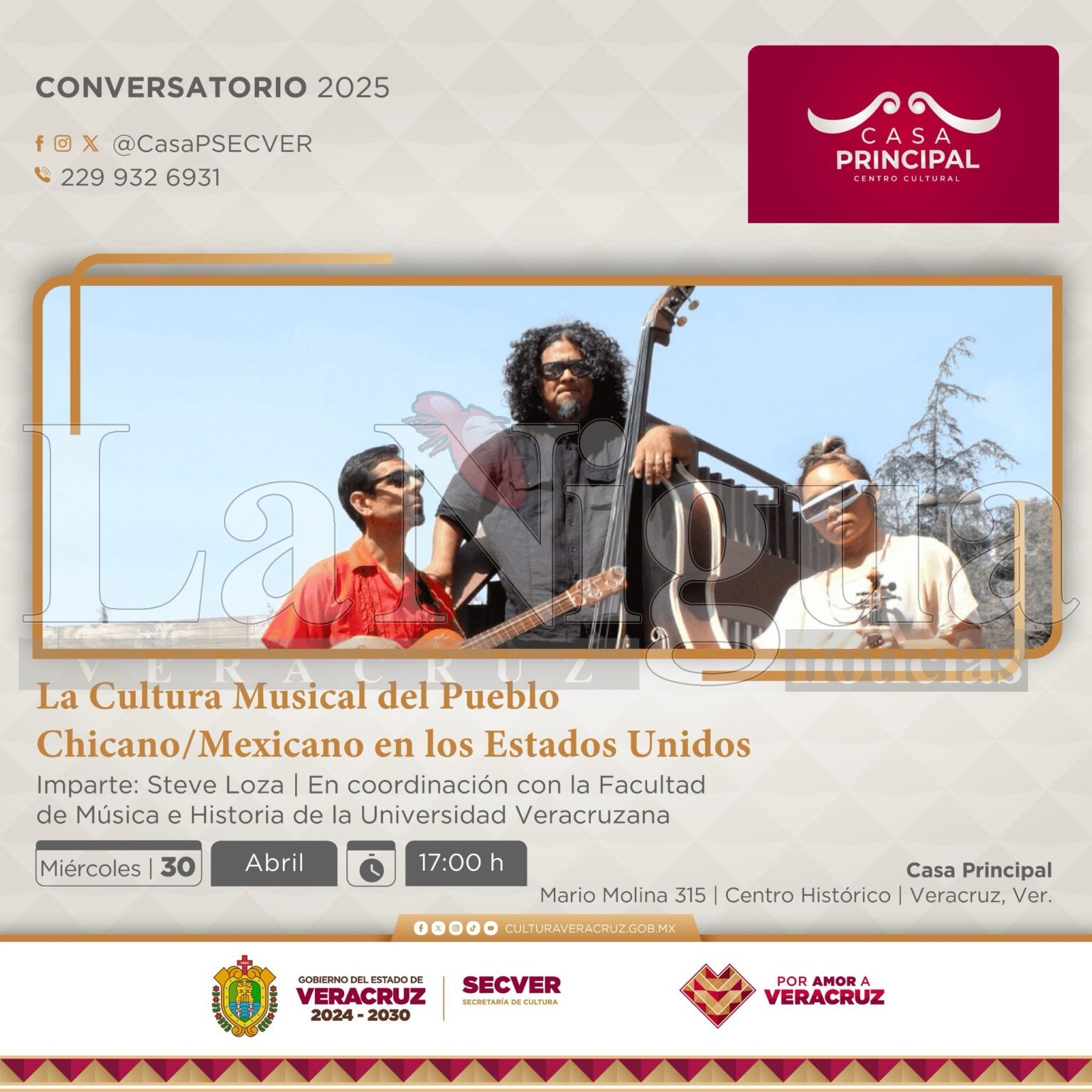 Invita SECVER a conversatorios gratuitos en el Centro Cultural Casa Principal