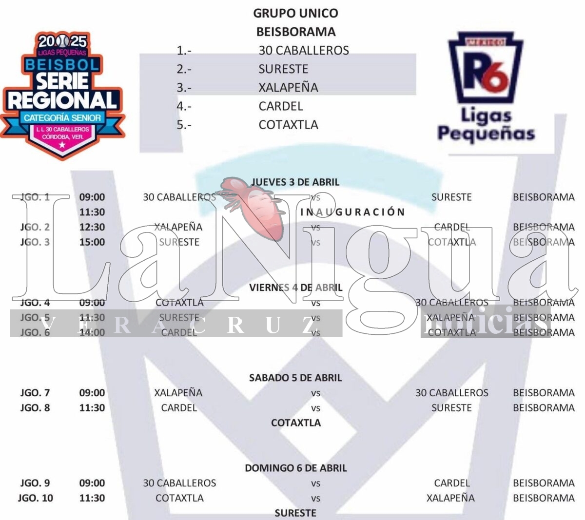 30 Caballeros abre el regional<br>Williamsport ante Liga Sureste 1 img 20250403 wa0009915669052787848749