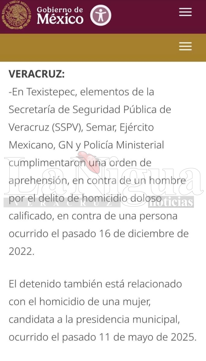 Gobierno Federal vincula a detenido en Texistepec con asesinato de candidata de Morena y otras cuatro personas. 4 img 20250514 wa00583113153339186269672