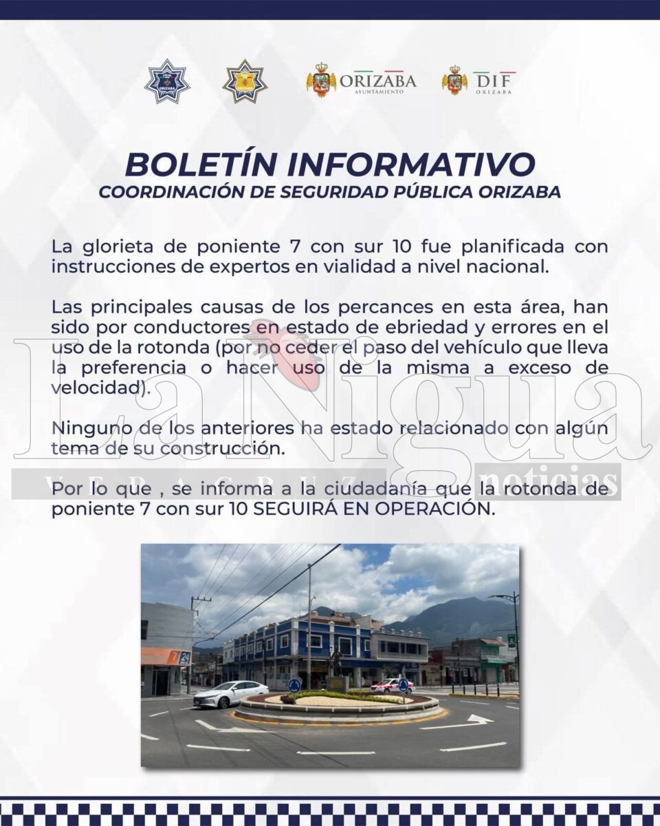 Persisten quejas por accidentes en glorieta de Sur 10 en Orizaba; autoridades culpan a falta de cultura vial 1 img 20250722 wa00261478345273284394005