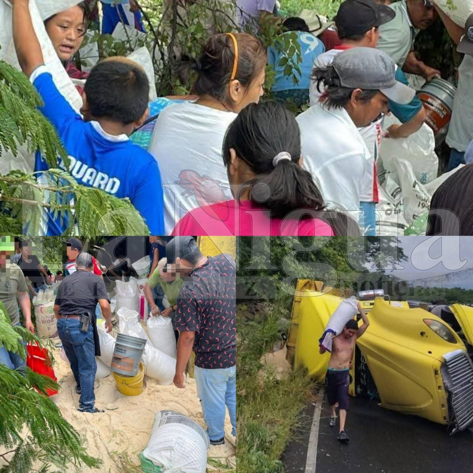 Vuelca tráiler con mascabado en Paso del Macho; no se reportan personas lesionadas