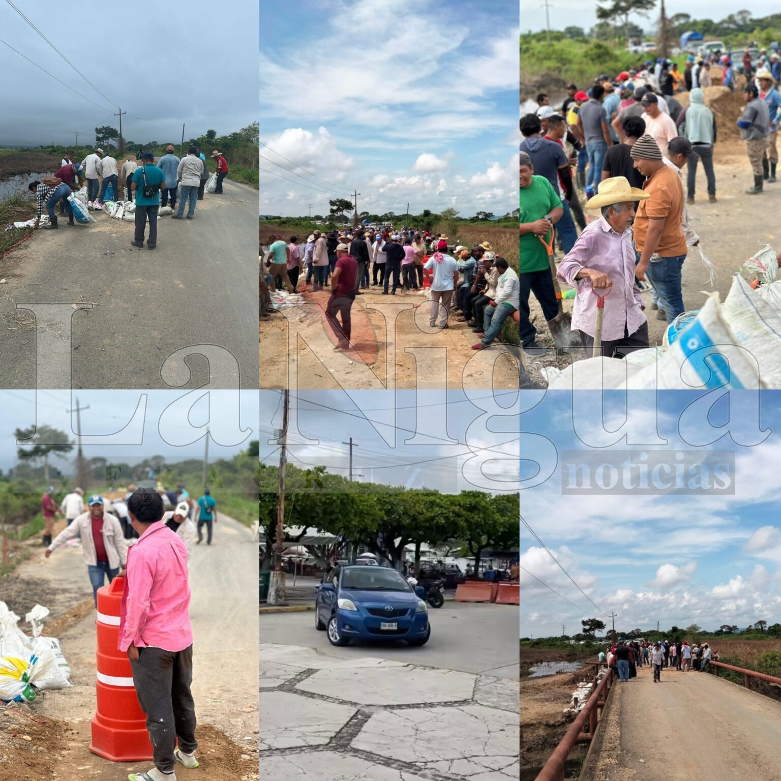 Pobladores de Texistepec reparan daños pendientes en el puente Corpal.