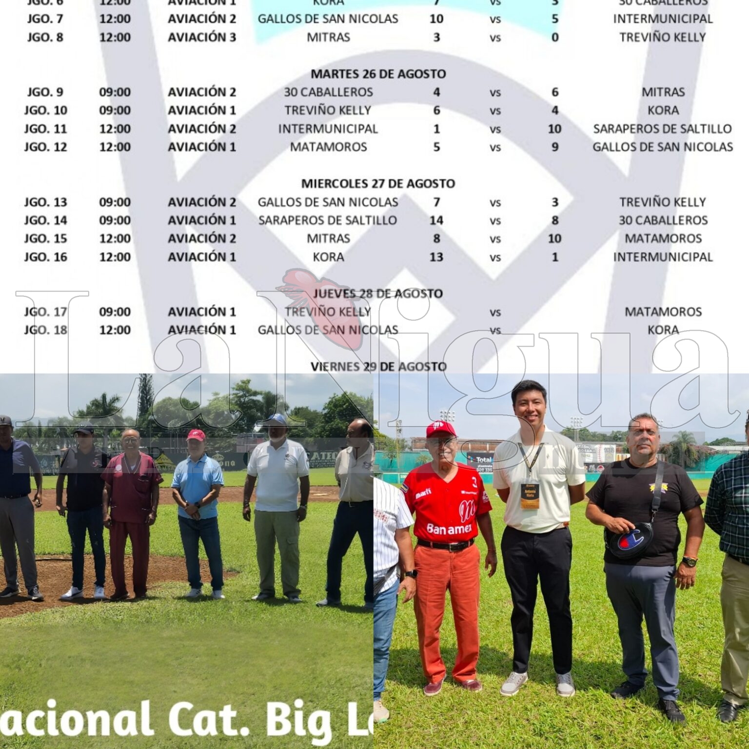 Treviño Kelly vs Matamoros yGallos San Nicolas ante Kora