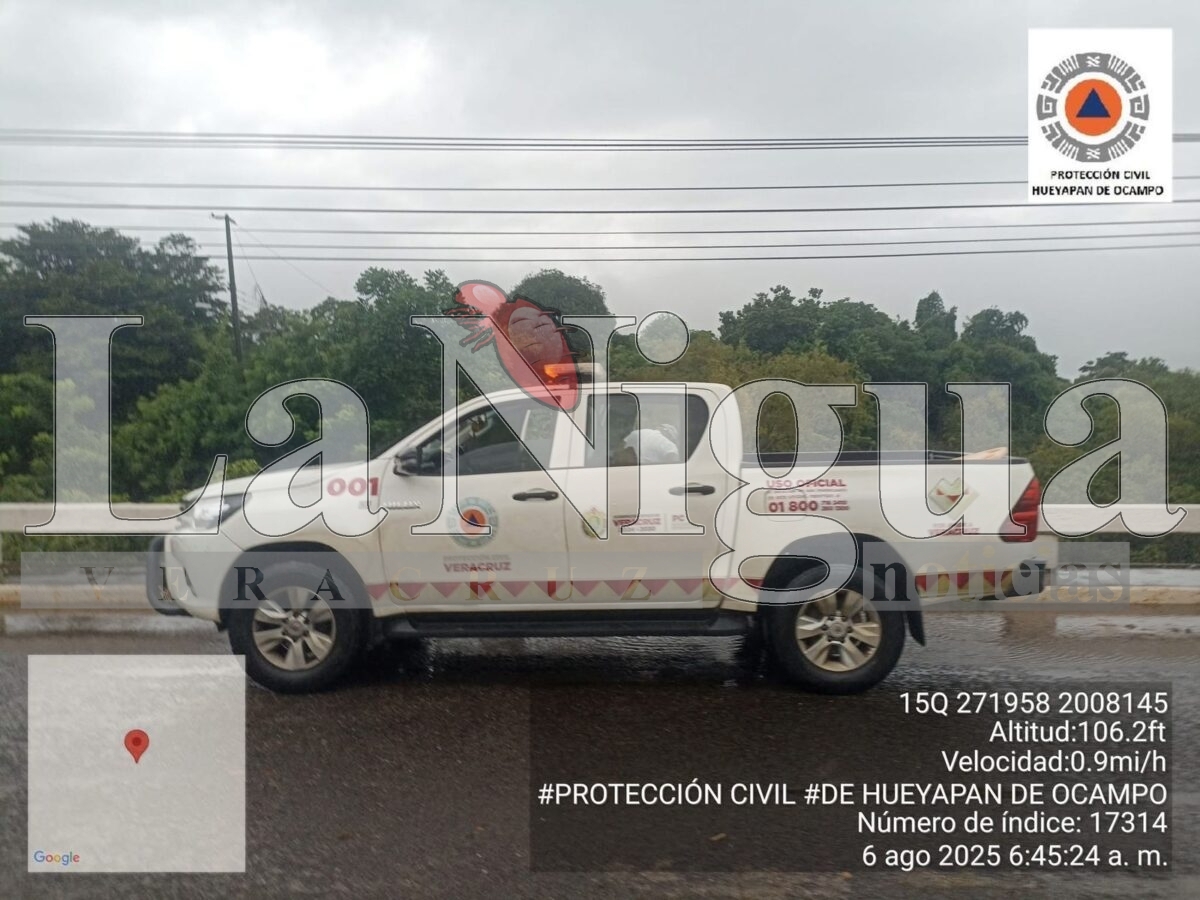 Ríos desbordándose en Hueyapan tras paso de la Onda Tropical 20; Protección Civil activa recorridos preventivos. 26 img 20250806 wa00123136490434394203238