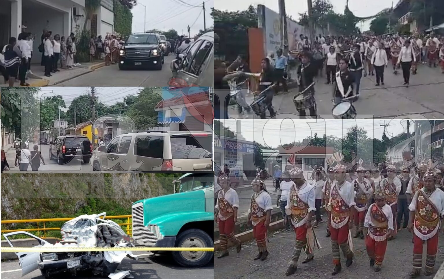 Papantecos, despiden a su ultima morada a maestros fallecidos en accidente en la autopista Mexico-Tuxpan en Puebla. *Con aplausos a su paso, Banda de Guerra, Danzas; las carrozas funebres, recorrieron varias calles de la cabecera municipal.