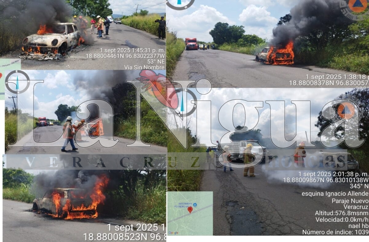 PROFESORA SE SALVA AL PRENDERSE SU AUTO MINICOOPER EN LA CARRETERA DE ATOYAC