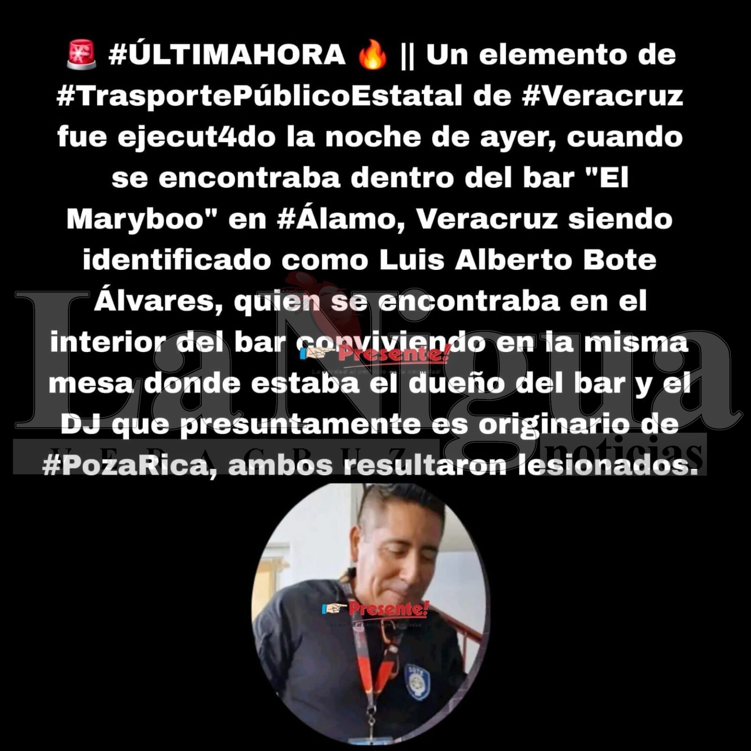 MANDO DE TRANSPORTE PÚBLICO 3J3CUTAD0 CUANDO COMANDO RAFAGUEA BAR MARYBOO DE ÁLAMO