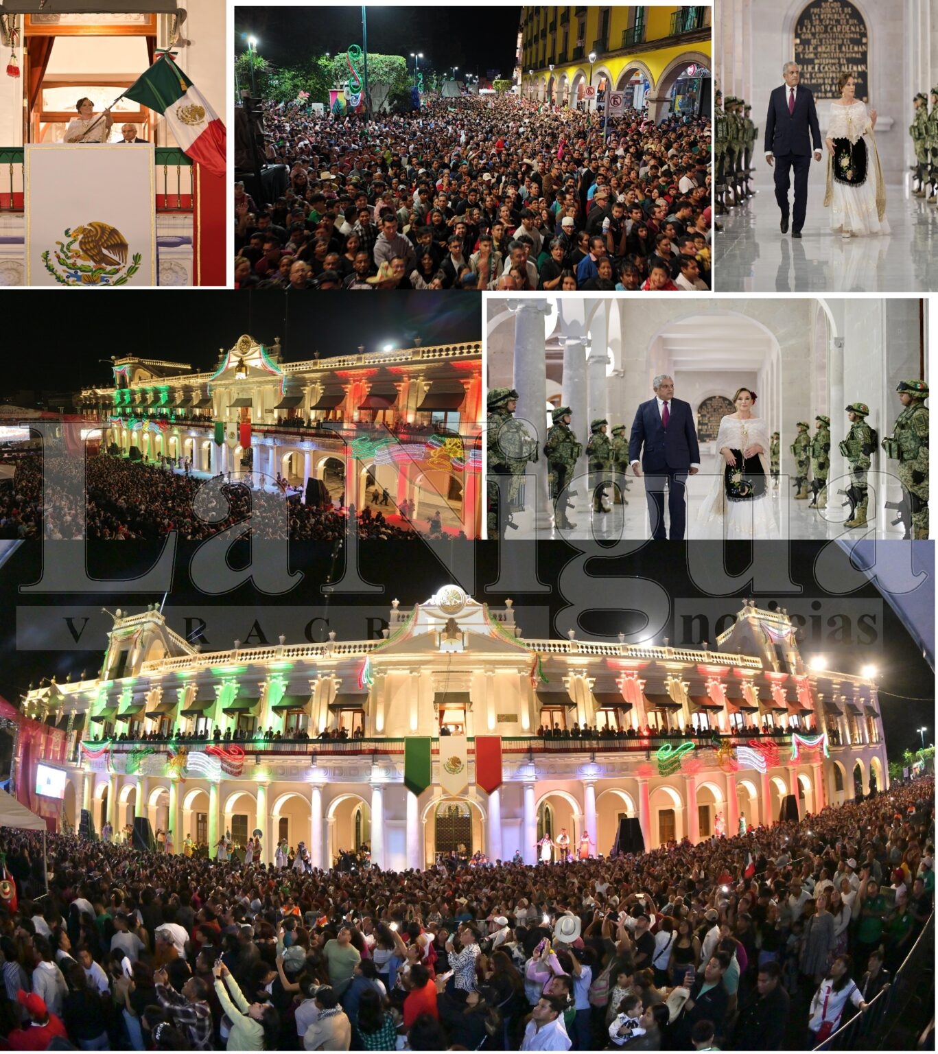 Rocío Nahle hace historia al dar el Grito de Independencia como primera gobernadora de Veracruz. *La ceremonia estuvo marcada por el fervor patrio, la unidad ciudadana y un ambiente festivo.