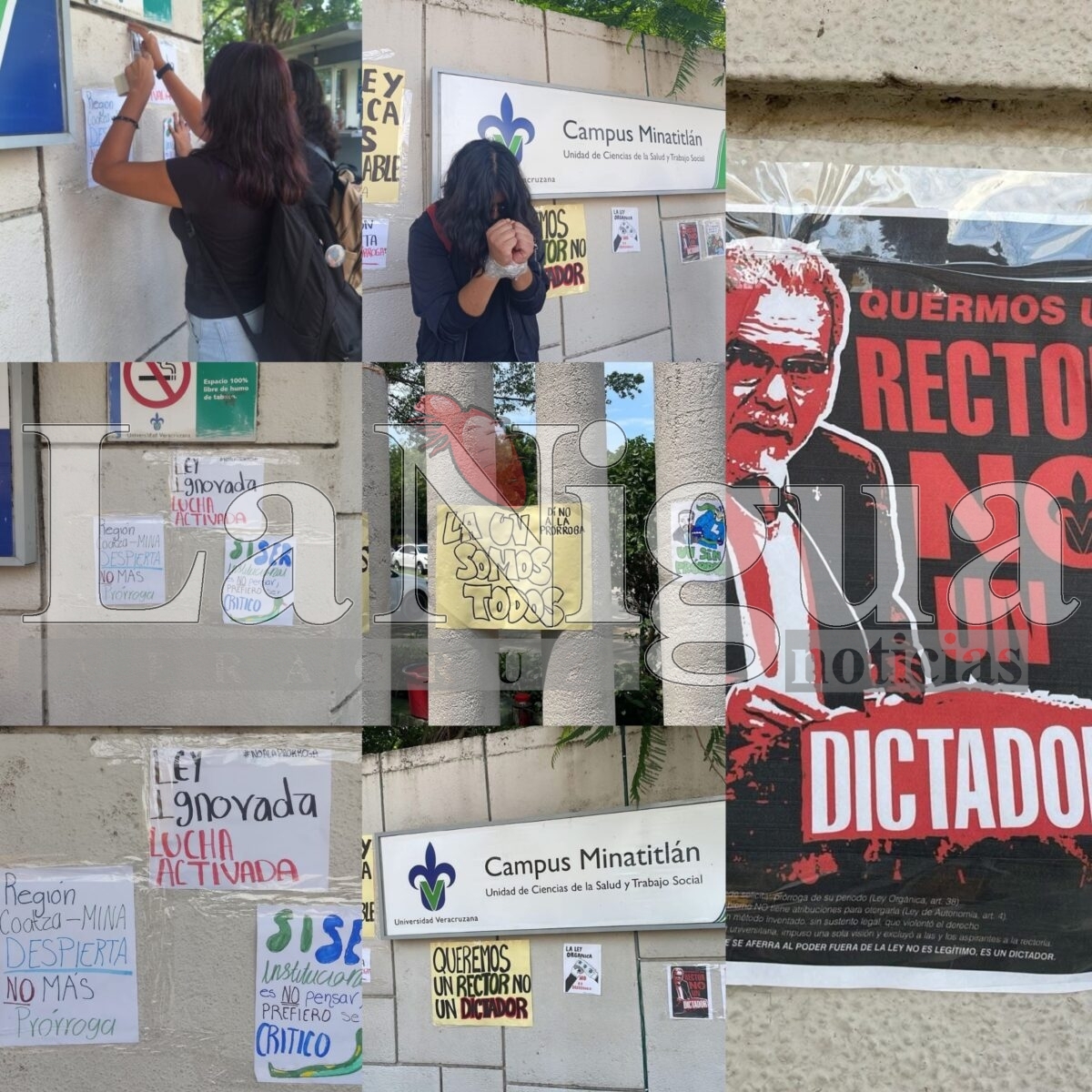 Estudiantes de la UV en Minatitlán protestan contra prórroga ilegal del rector.