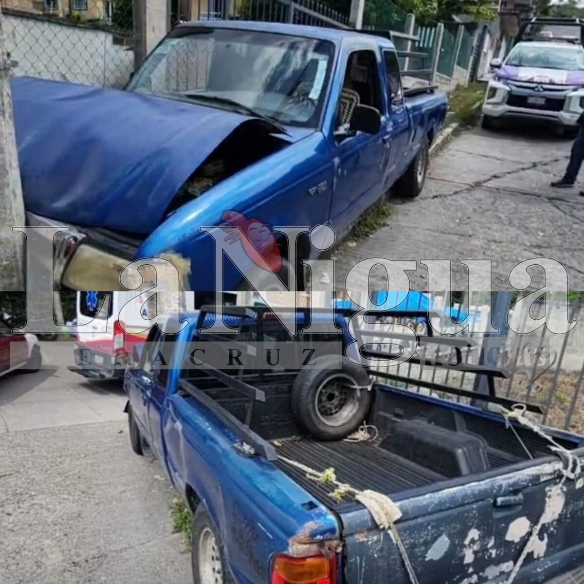 Adulto mayor se impacta contra poste en Papantla; solo daños materiales