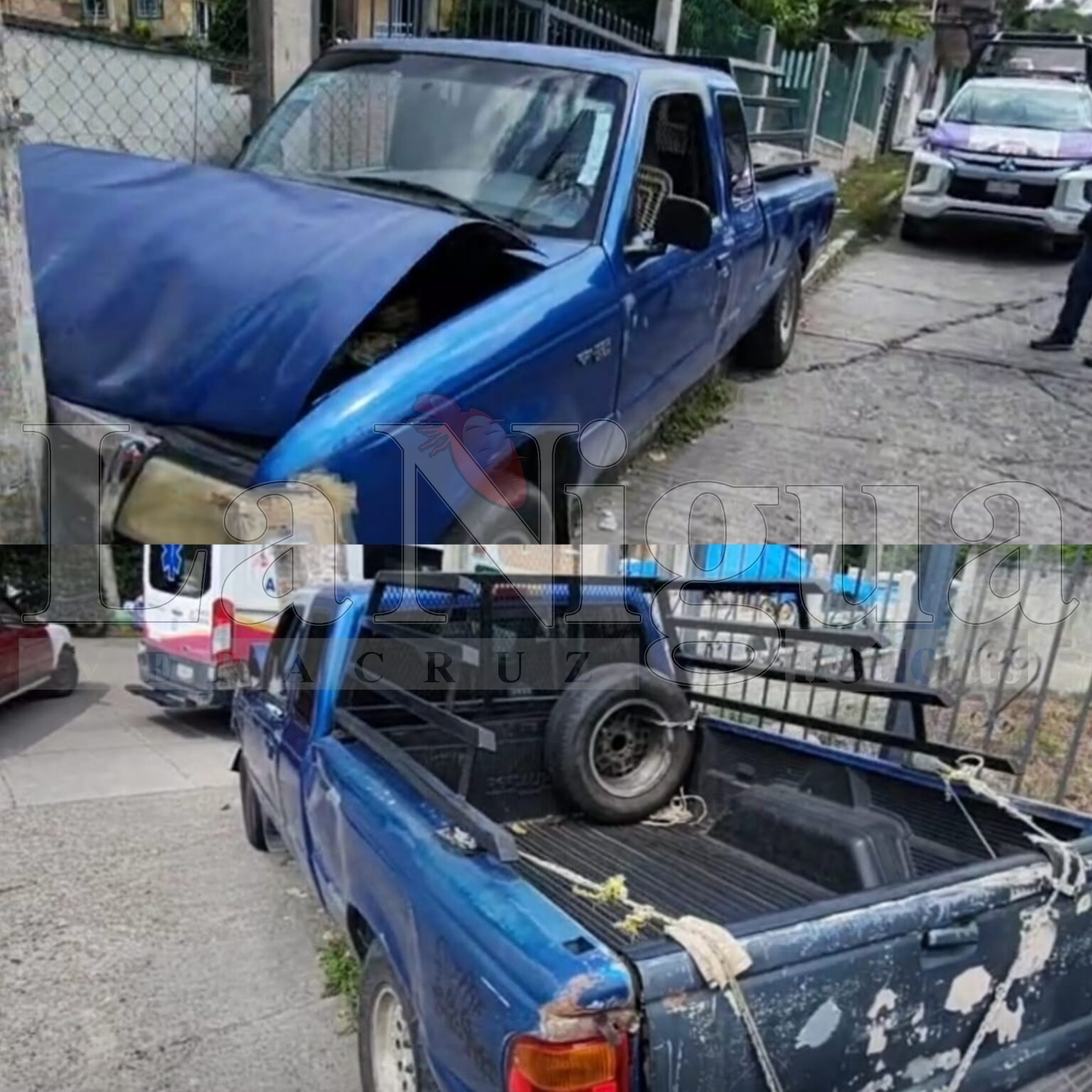 Adulto mayor se impacta contra poste en Papantla; solo daños materiales