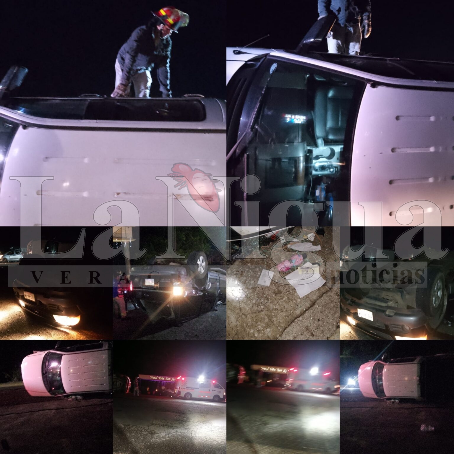 Aparatoso choque con volcadura en la carretera federal Cuitláhuac–Yanga