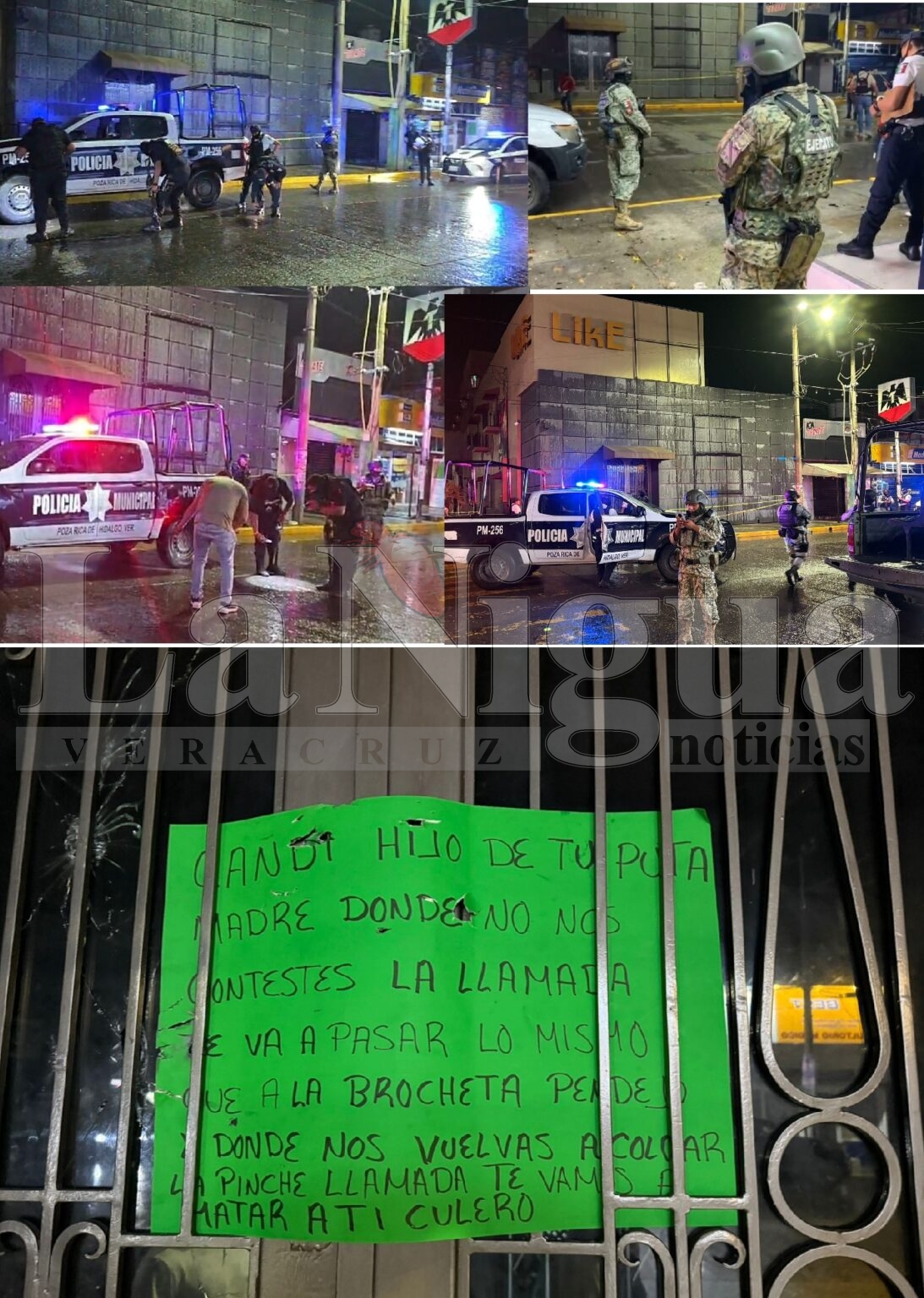 Balean del bar “Like” en Poza Rica y dejn mensaje. *Dejan una cartulina con amenazas contra su propietario