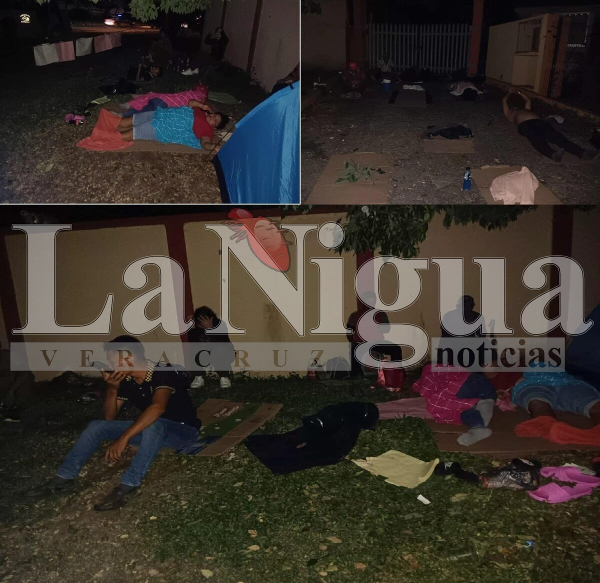 Paterfamilias de Las Choapas, pernoctan afuera de la SEV en Coatzacoalcos. Son del ejido Nuevo Ixtacomitán