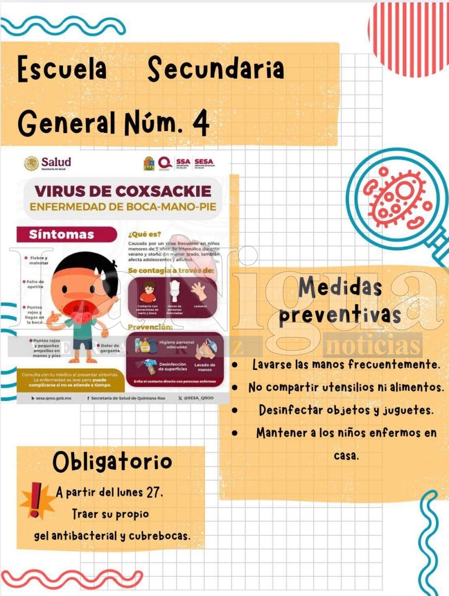 Suspenden clases en Secundaria General 4 de Minatitlán por jornada de fumigación y limpieza sanitaria