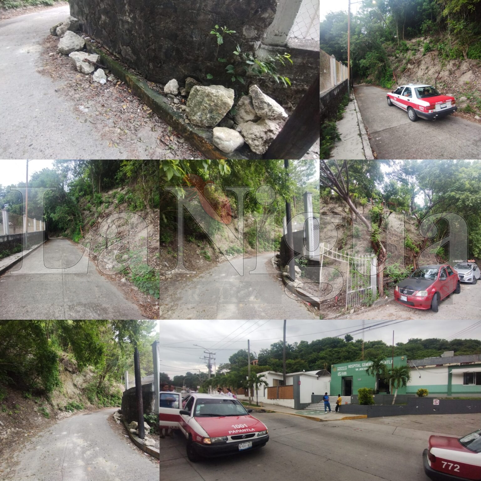 Vecinos y Hospital Civil en riesgo por posible derrumbe de cerro en Papantla