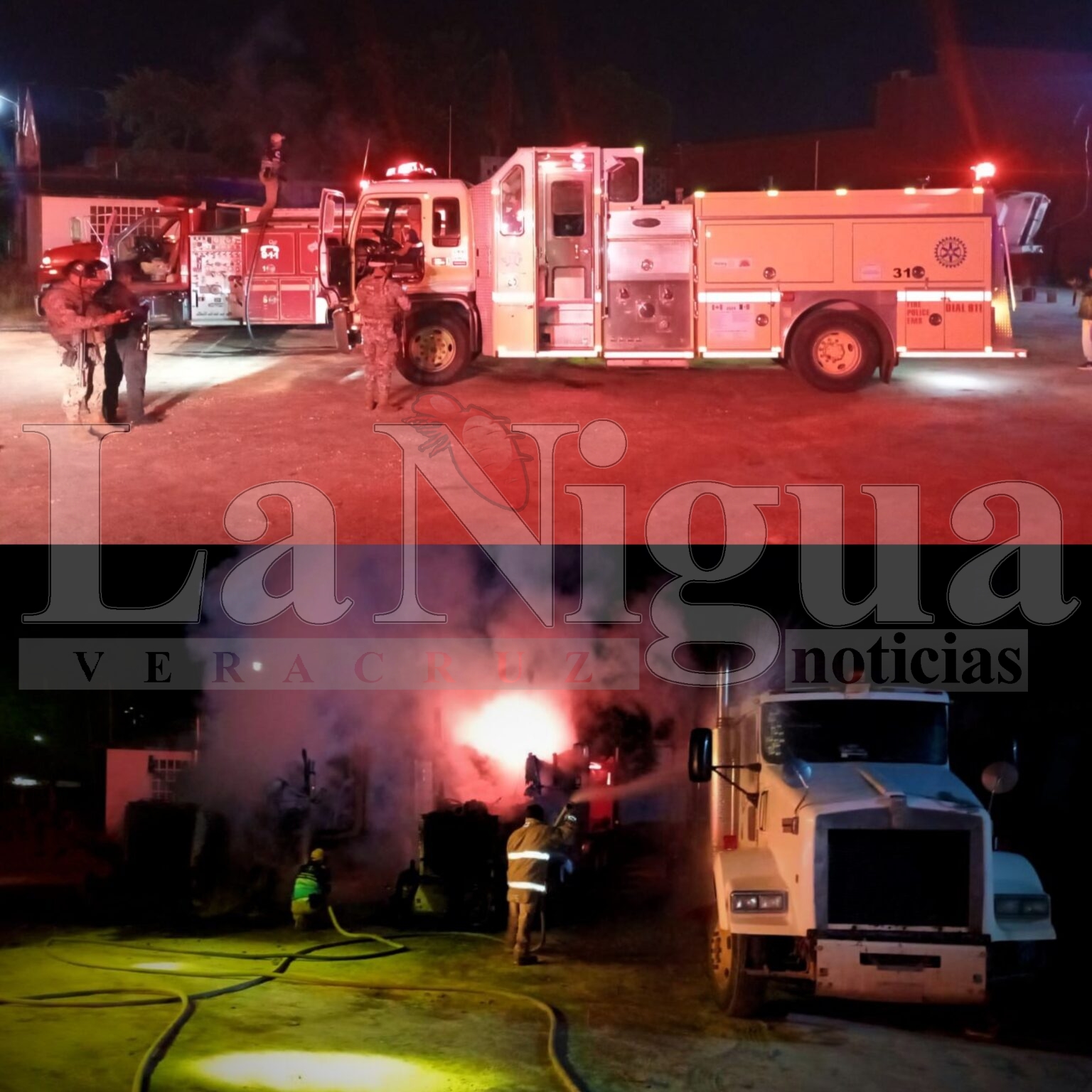 Delincuentes incendian tráileres estacionados en empresa de Acayucan