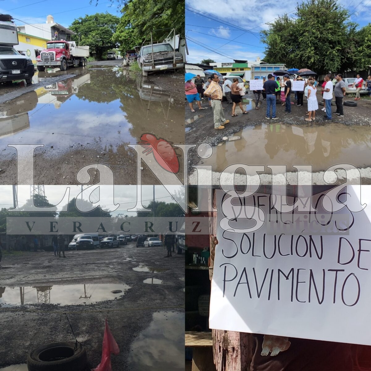 Unidades de carga destrozan calles en colonia Veracruz