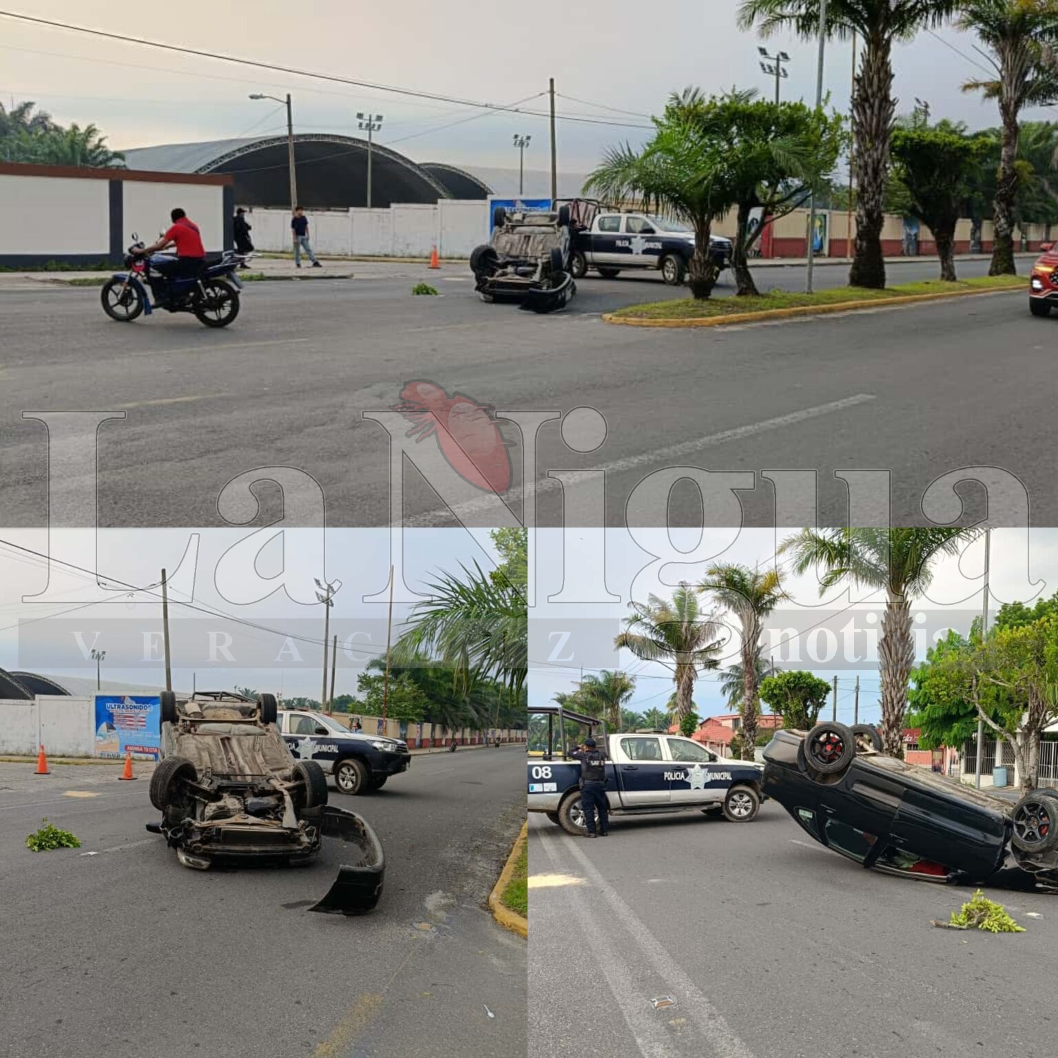 VUELCA VEHÍCULO EN EL BOULEVARD ANTONIO M. QUIRAZCO, EN LAS CHOAPAS