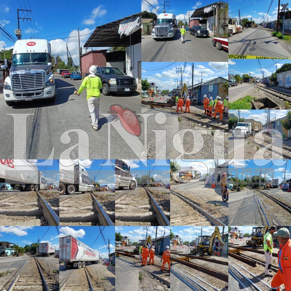 Interrumpen circulación en cruce ferroviario de Peñuela por trabajos de cambio de rieles