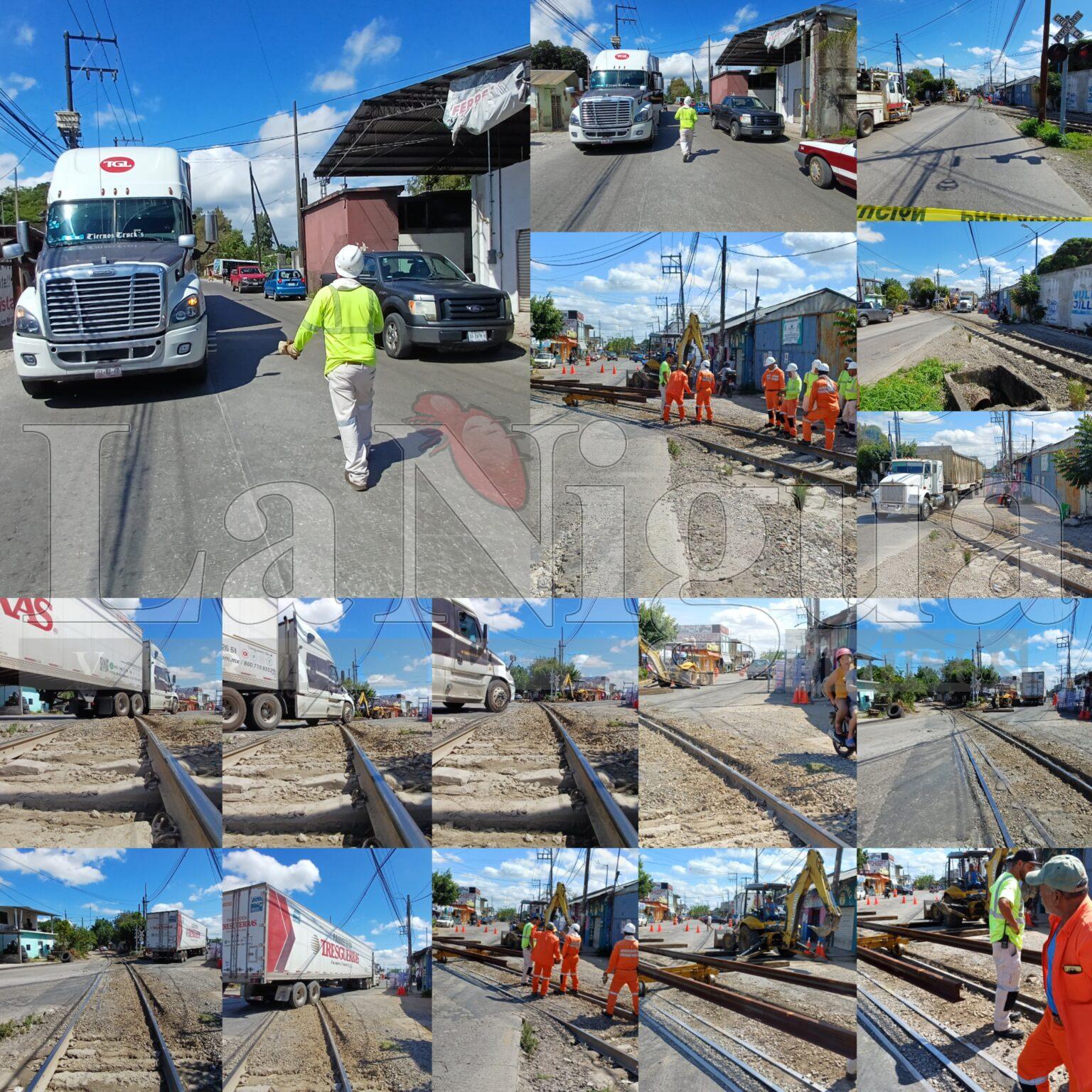 Interrumpen circulación en cruce ferroviario de Peñuela por trabajos de cambio de rieles