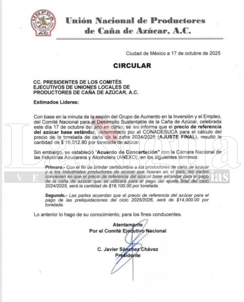QUEDAN A DEBER CAÑEROS INGENIOS. EL PRECIO DEL AZÚCAR ALCANZÓ UN 75 POR CIENTO EN COMPARACIÓN CON LA ZAFRA 2023/24 2 WhatsApp Image 2025 10 18 at 3.42.30 PM